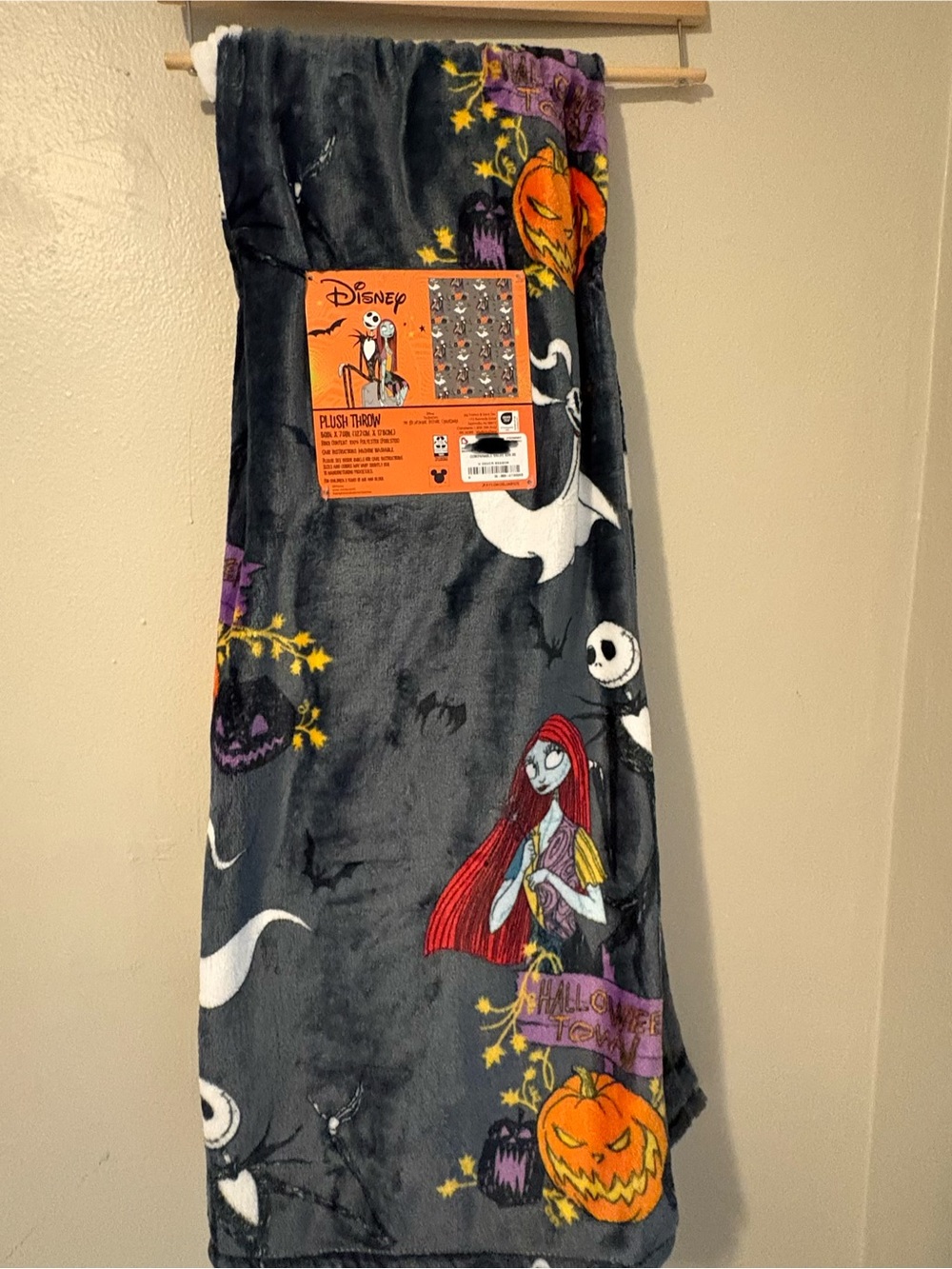 Disney The Nightmare Before Christmas Kids Plush Throw Blanket - Black/Grey